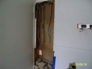 200-amp electrical service upgrade in progress